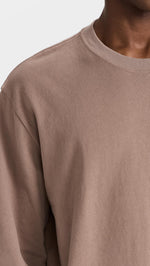 Madewell Men's Brushed Long Sleeve Boxy Tee, Wet Pebble, Tan, L