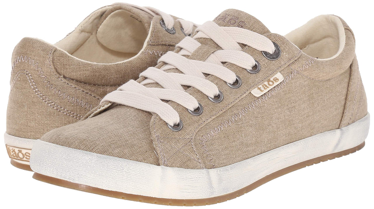 Taos Star Women's Sneaker - Iconic Style with Canvas Design for Everyday Adventures - Custom Fit Lacing and Premium Removable Footbed with Arch Support for All Day Comfort 8.5 Wide Khaki Wash Canvas