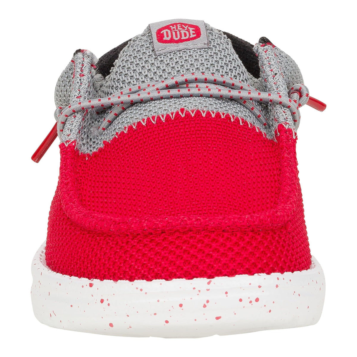 HEYDUDE Men's Kid Wally Tri Varsity Mesh (Little Kid/Big Kid), Red/Grey, 6 Medium