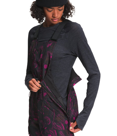 THE NORTH FACE Freedom Insulated Bib Pant - Women's Roxbury Pink Halftone Floral Print, S/Short