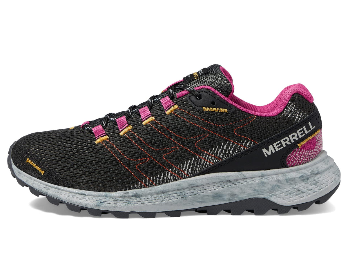 Merrell Fly Strike Running Shoes for Men – Mesh Upper – EVA Footbed Lace-up Closure – Rubber Outsole Black/Fuchsia 10.5 M