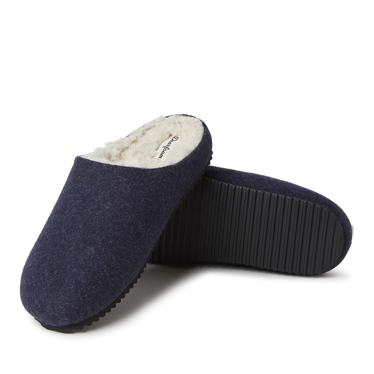 Dearfoams Men's Microwool Clog with Molded Footbed Slipper, Navy, Small