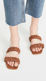 STAUD Women's Maya Ruched Sandals 9 Tan