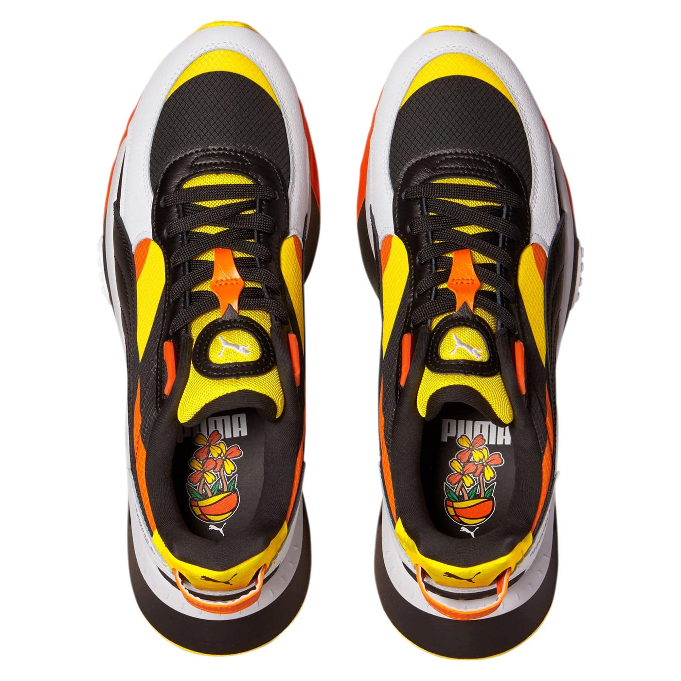 PUMA Wild Rider Vintage Mens Shoes (8.5, White/Carrot/Yellow, Numeric_8_Point_5)