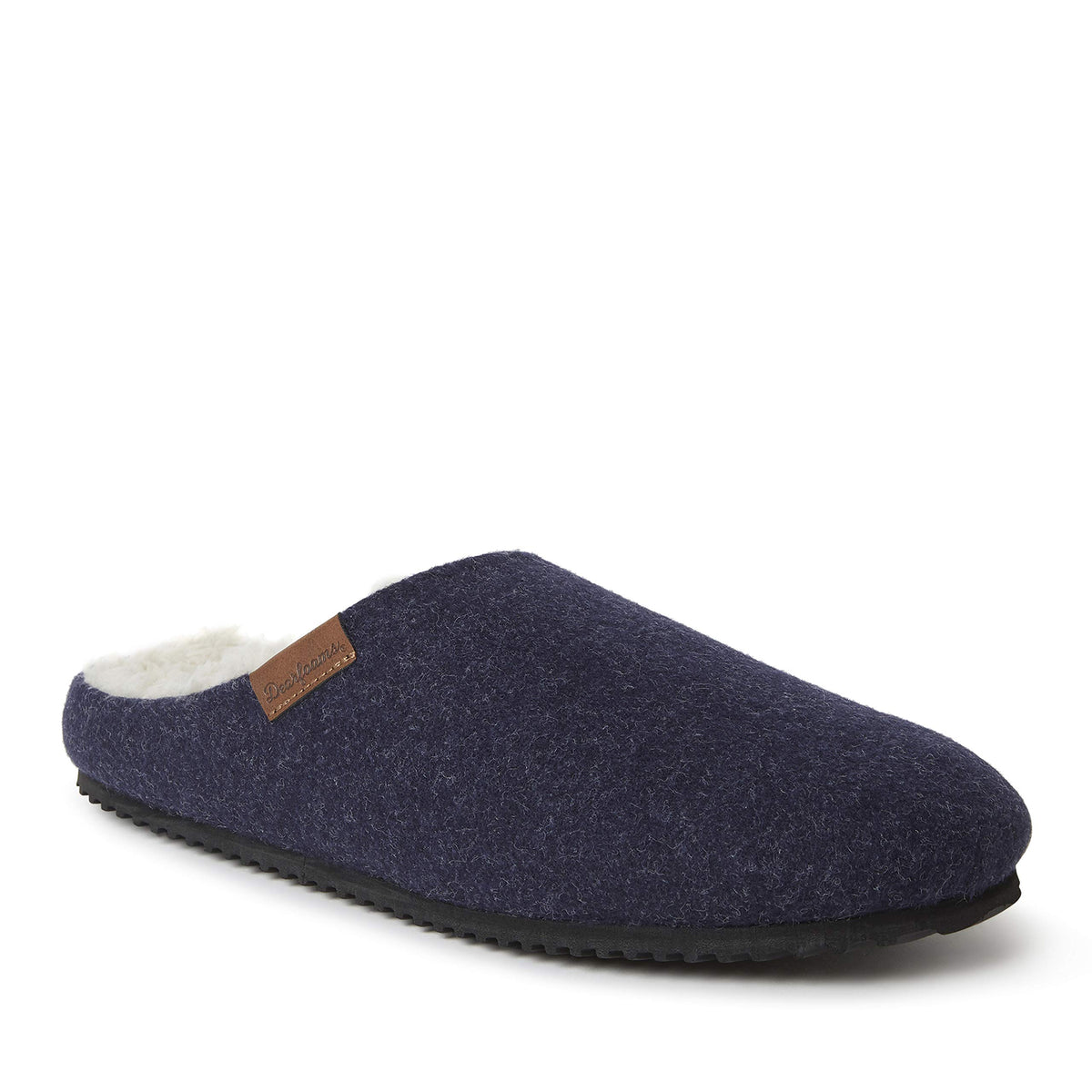 Dearfoams Men's Microwool Clog with Molded Footbed Slipper, Navy, Medium