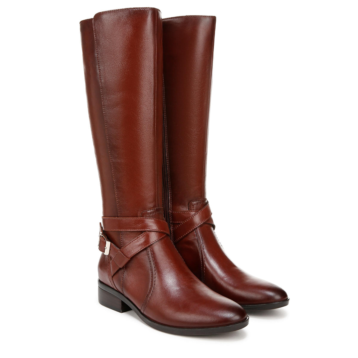 Naturalizer Womens Rena2 Wide Calf Deep Saddle Brown Leather 10.5 M