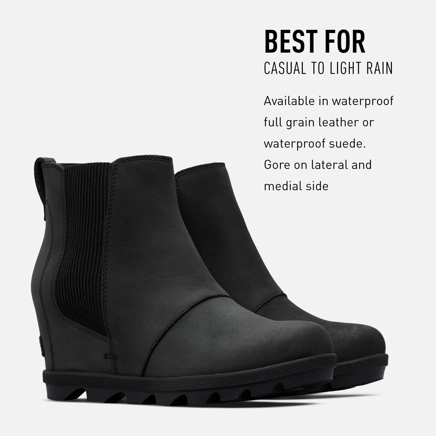 Sorel Women's Joan of Arctic Wedge II Chelsea Boot - Light Rain - Waterproof - Black - Size 11