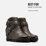 Sorel Women's Joan of Arctic Wedge II Buckle Boot - Light Rain - Waterproof 7.5 Quarry