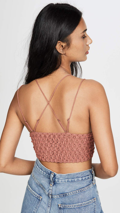 Free People Women's Adella Bralette, Copper, Metallic, L