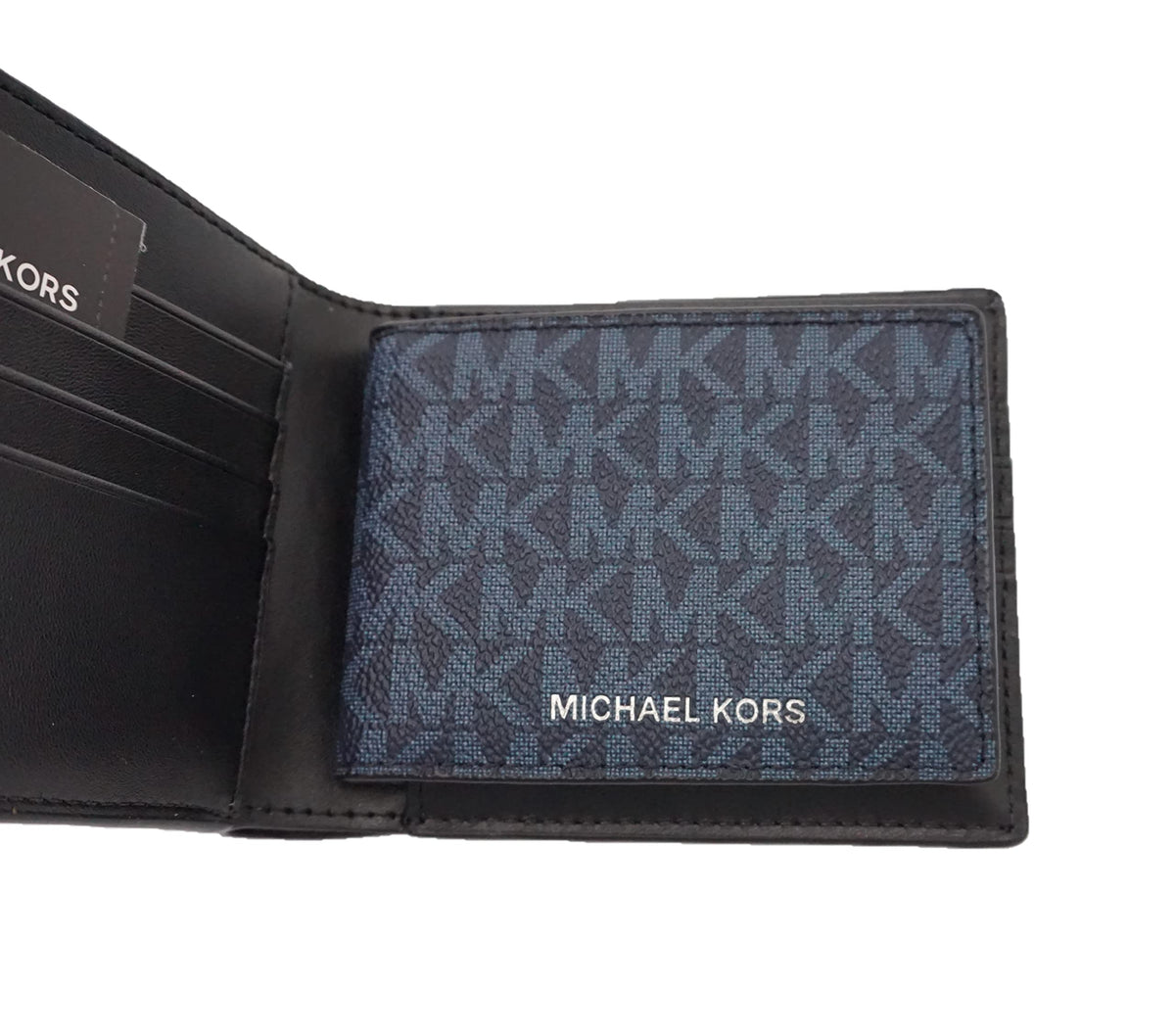 Michael Kors 36F1LCOF6B Men's Blue Logo Striped Billfold With Passcase Wallet