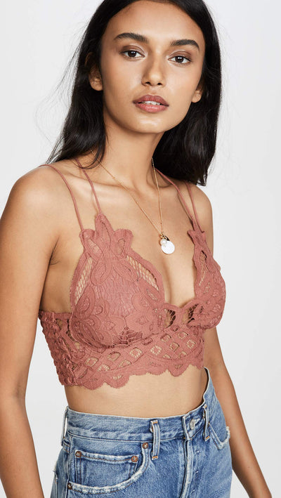 Free People Women's Adella Bralette, Copper, Metallic, L