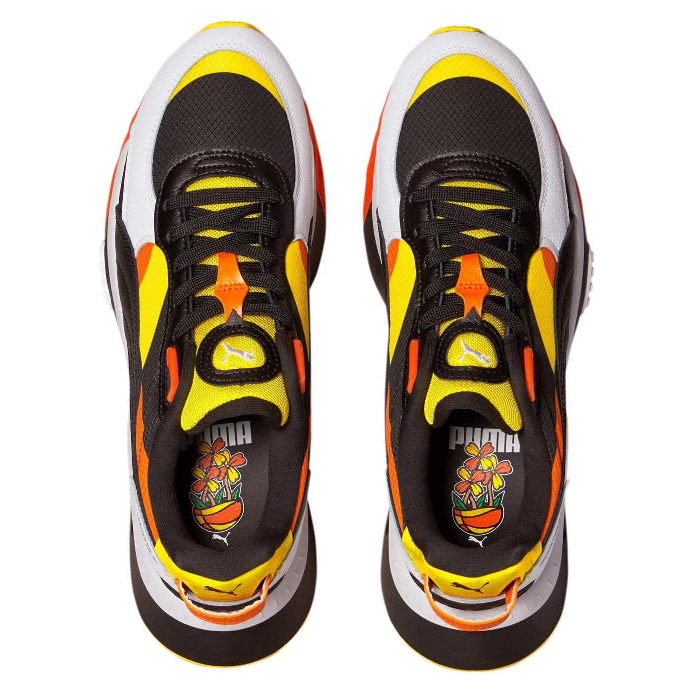 PUMA Wild Rider Vintage Mens Shoes (10, White/Carrot/Yellow, Numeric_10)