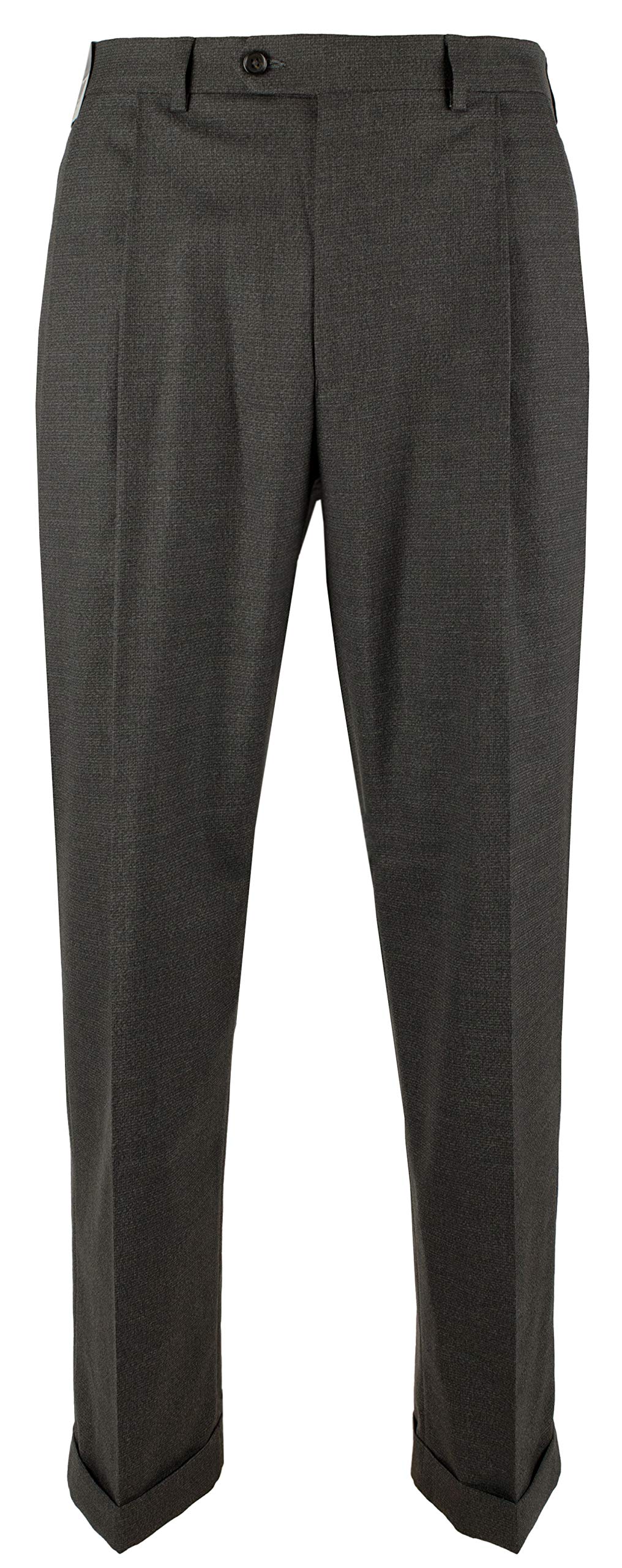 Ralph Lauren Men's Comfort Flex Pleated Cuffed Hem Dress Pants-G-36WX29L Grey