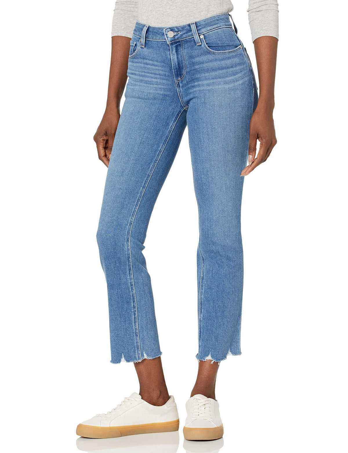 PAIGE womens Amber Mid Rise Straight Leg Ankle Length in Camelia Jeans, Camelia W/ Tuned Hem, 26 US