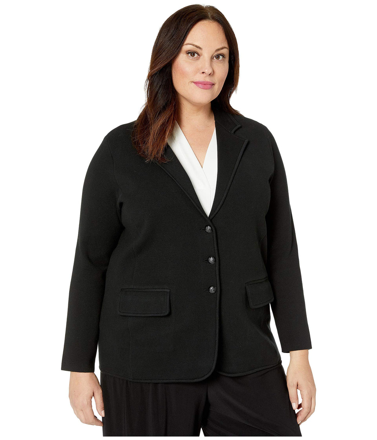 Lauren Ralph Lauren Plus Size Combed Cotton Nylon Long Sleeve Blazer Polo Black 3X