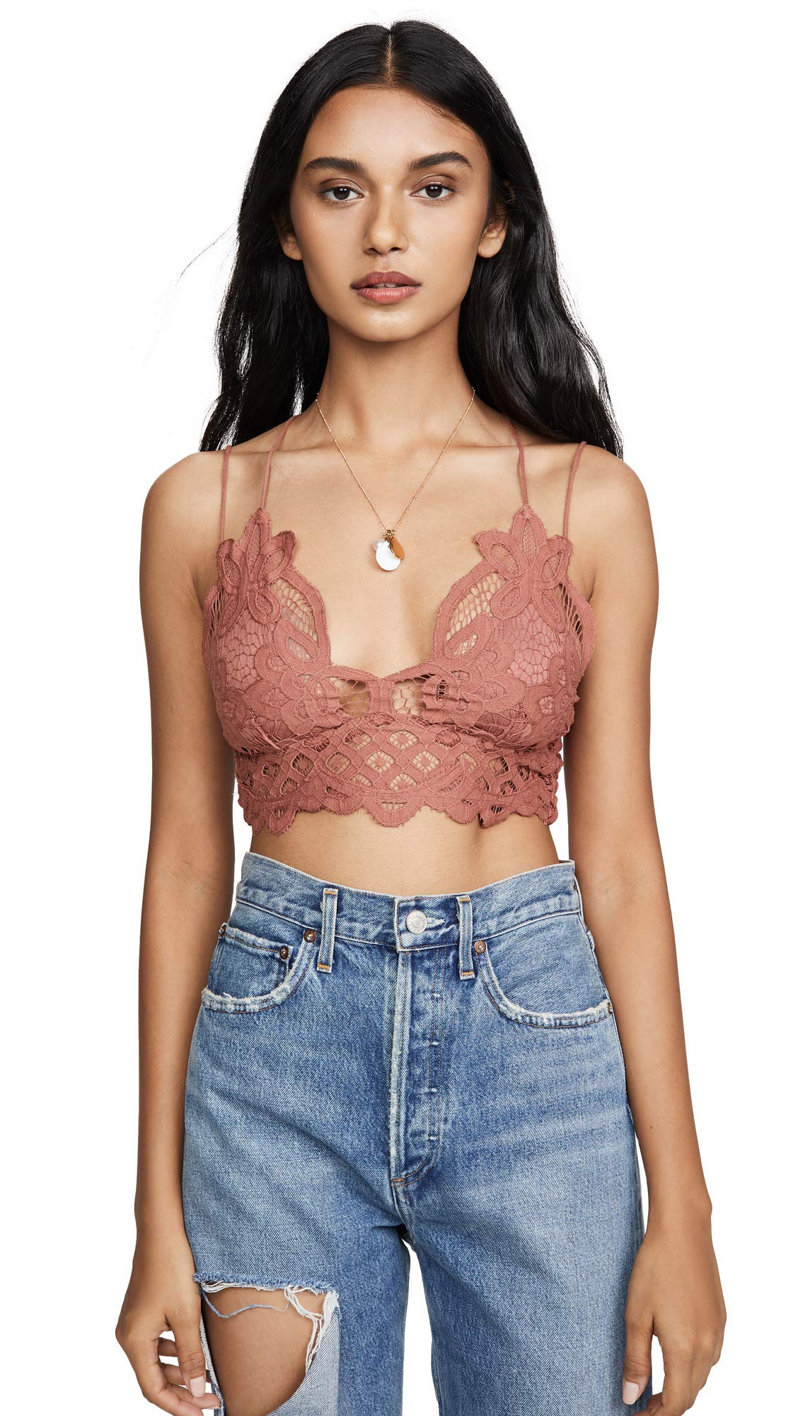 Free People Women's Adella Bralette, Copper, Metallic, L