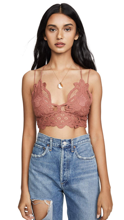 Free People Women's Adella Bralette, Copper, Metallic, L
