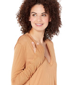 Free People Fresh and Clean Long Sleeve Tee for Women - Pullover Construction with Hemline Side Slits, Comfortable and Stylish Tee Shirt Golden Nugget XS (Women's 0-2) One Size