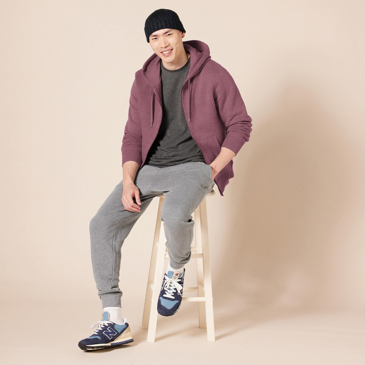 Amazon Essentials Men's Full-Zip Fleece Hoodie (Available in Big & Tall), Purple, Medium