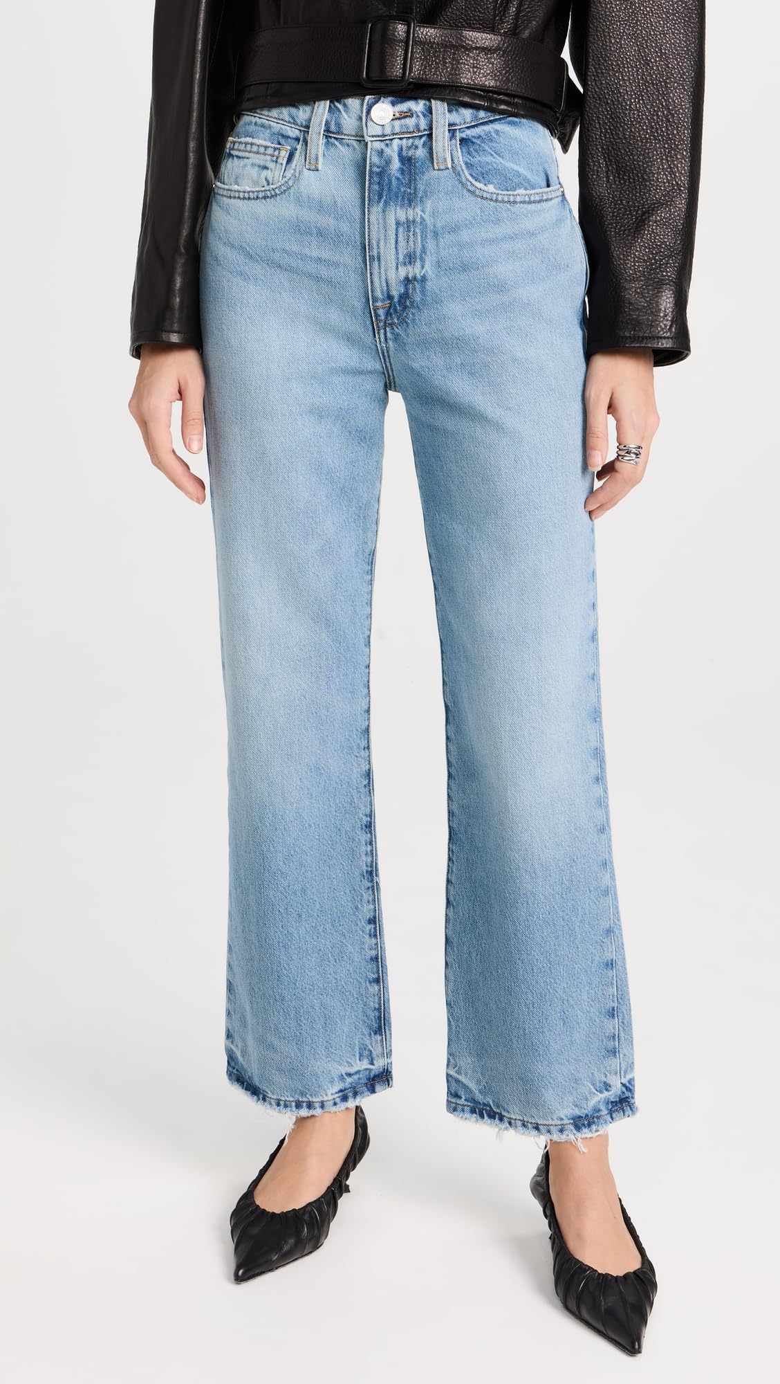 FRAME Women's Le Jane Crop Jeans, Rhode Grind, Blue, 30