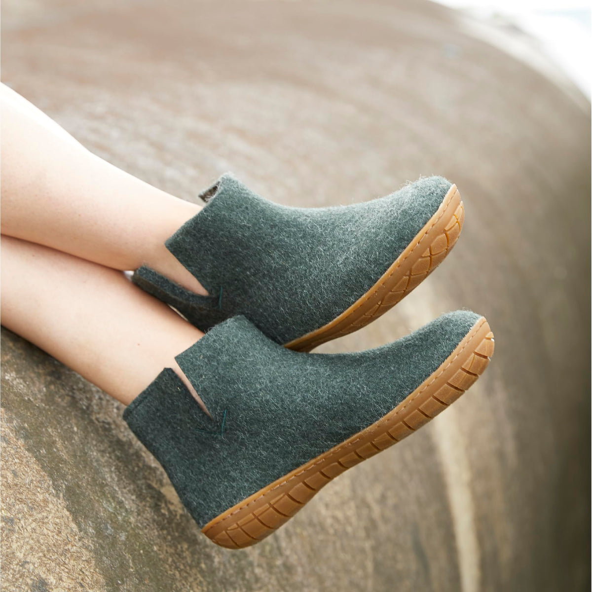 Glerups 100% quality wool mix Boot Slipper with rubber sole - Unisex - Forest - Size 5