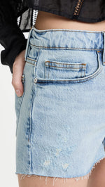 FRAME Women's Le Grand Garcon Shorts, Hideaway, Blue, 27