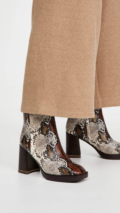 Tory Burch Women's Ruby 90mm Booties, Aspen Multi Printed Snake, 7 Medium US