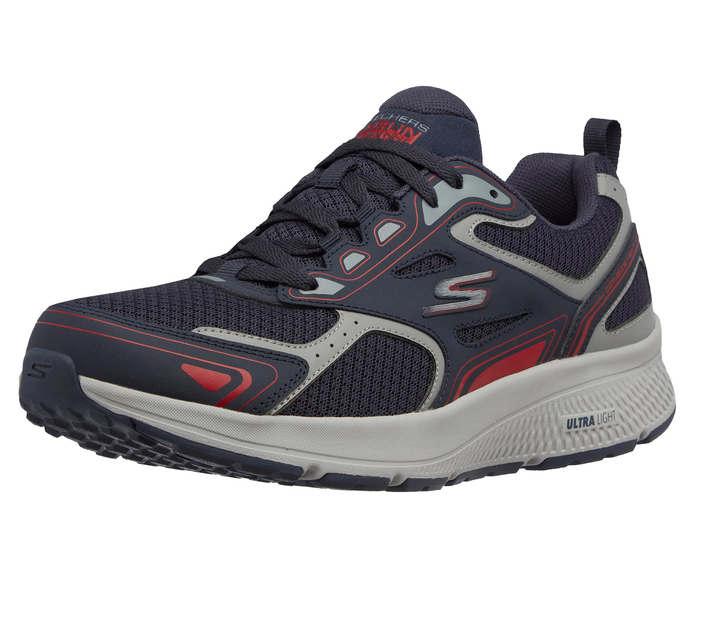 Skechers Men's GOrun Consistent-Athletic Workout Running Walking Shoe Sneaker with Air Cooled Foam, Navy/Red, 15