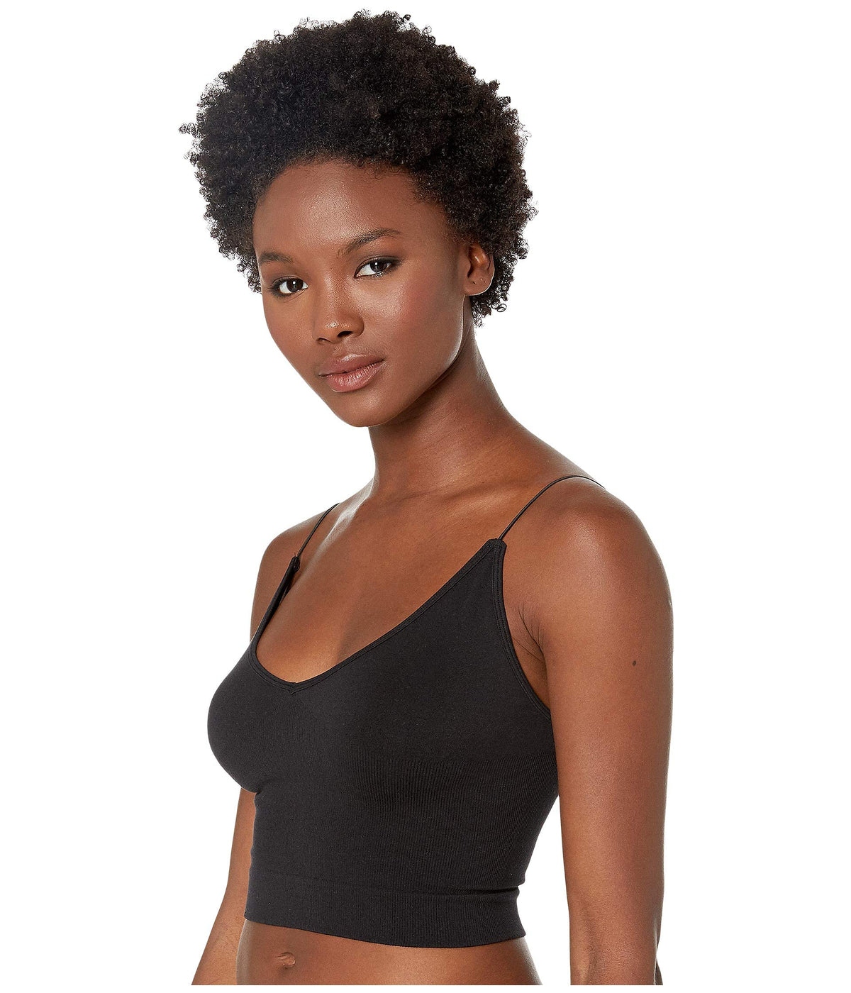 Free People Women's Ribbed V Neck Brami Top X-Small-Small Black