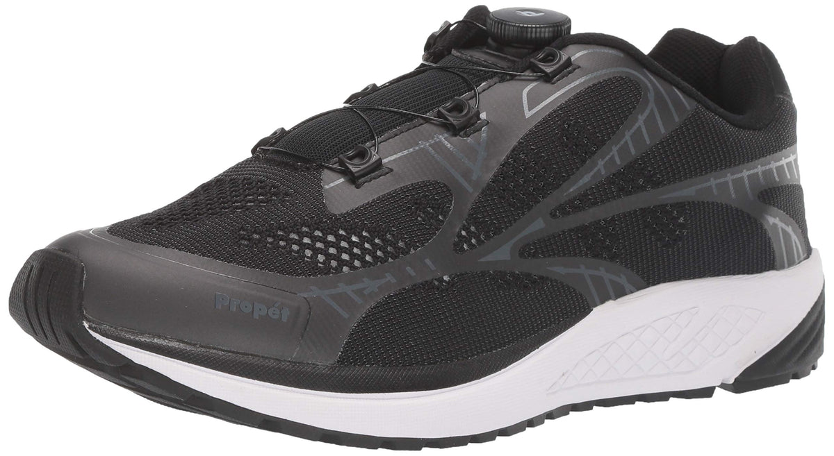 Propet Men's One Reel Fit Sneaker, Black/Dark Grey, 09H 5E US