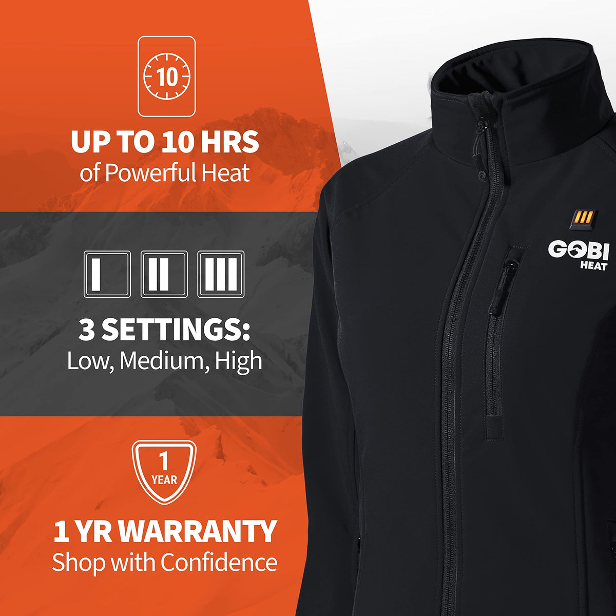 Sahara Women’s Heated Jacket - 10 hrs of Heat | 3 Heat Zones | With Battery & Charger | Machine Washable | All Day Warmth