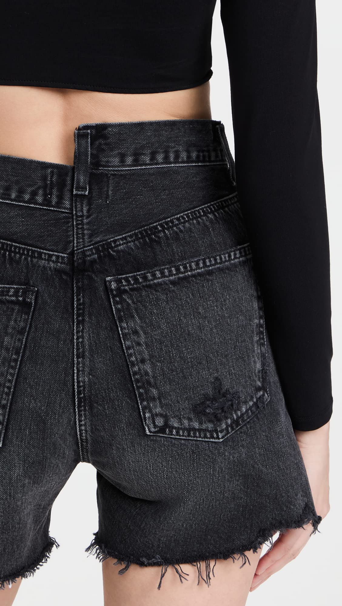 AGOLDE Women's Crisscross Jean Shorts, Hitchhike, Black, 28