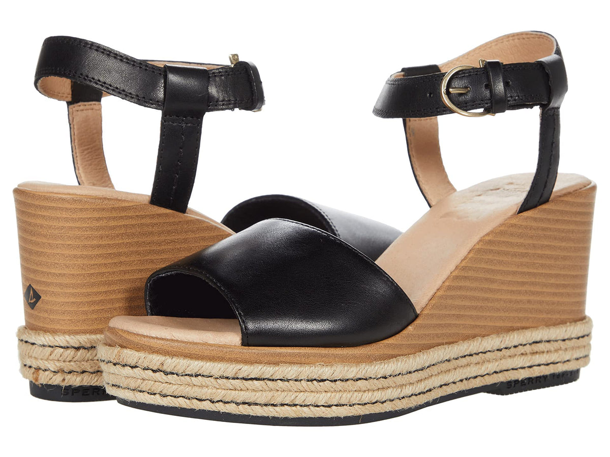 Sperry Women's Fairwater Plushwave Wedge Espadrille Sandal 10 Black