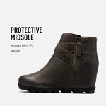 Sorel Women's Joan of Arctic Wedge II Buckle Boot - Light Rain - Waterproof 7.5 Quarry