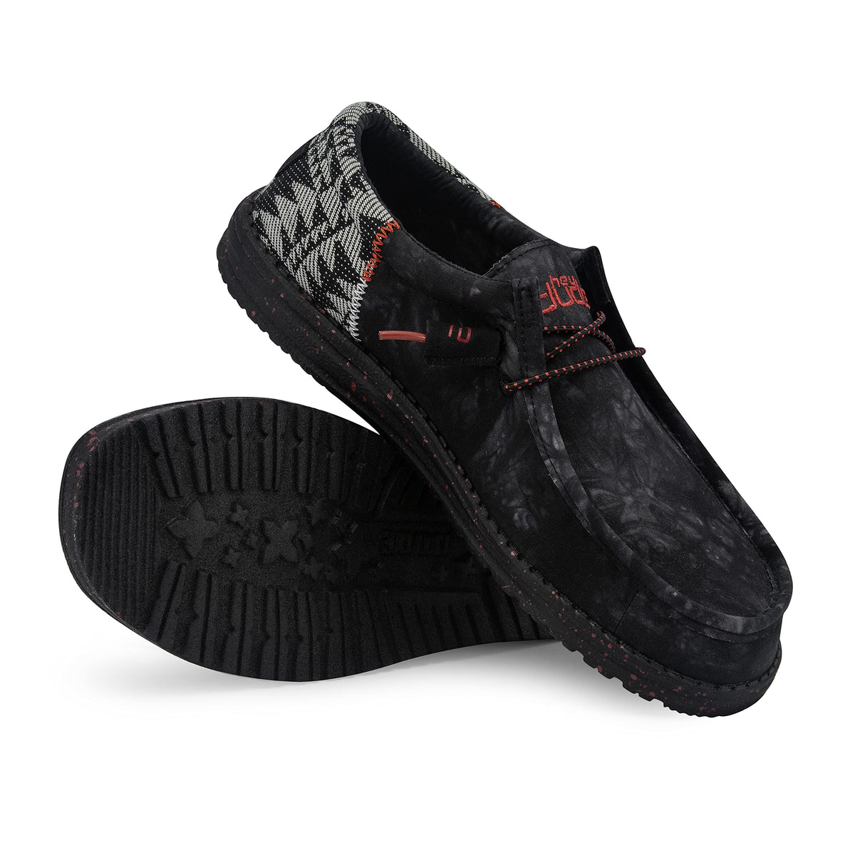 HEYDUDE Men's Wally Funk Back in Black Size 12 | Men’s Shoes | Men's Lace Up Loafers | Comfortable & Light-Weight