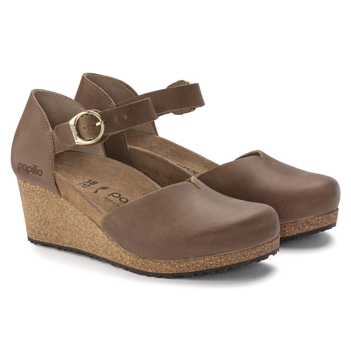 Birkenstock Papillio Mary Wedge Sandal - Leather Cognac Leather 1 EU 37 (US Women's 6-6.5) Narrow