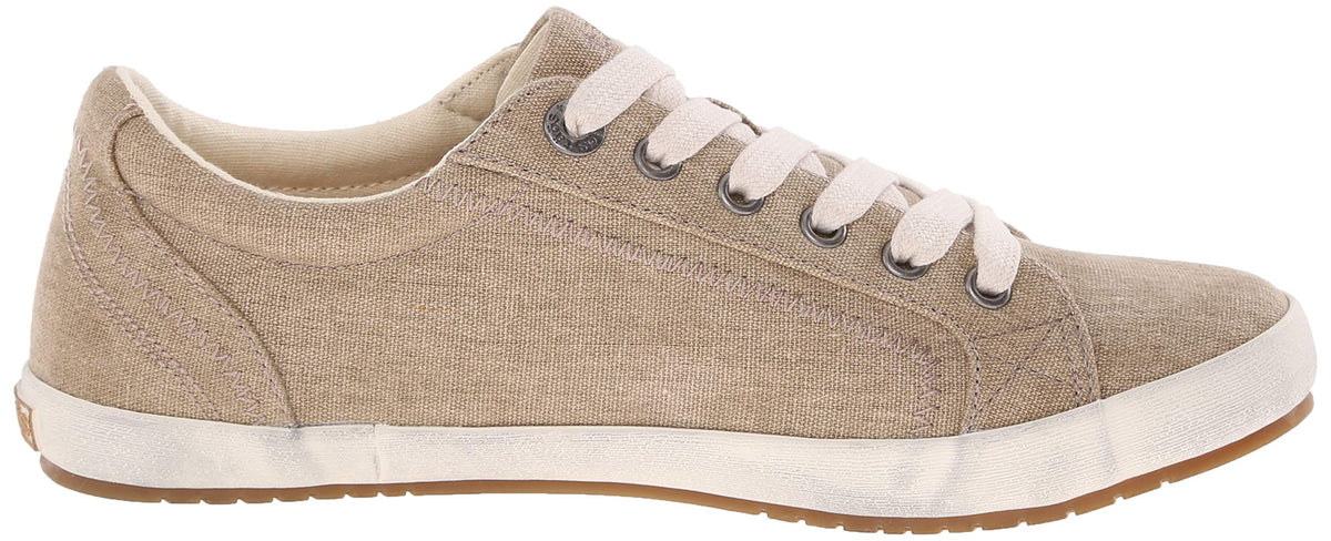 Taos Star Women's Sneaker - Iconic Style with Canvas Design for Everyday Adventures - Custom Fit Lacing and Premium Removable Footbed with Arch Support for All Day Comfort 8.5 Wide Khaki Wash Canvas