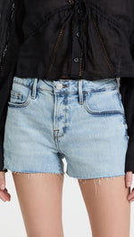 FRAME Women's Le Grand Garcon Shorts, Hideaway, Blue, 27