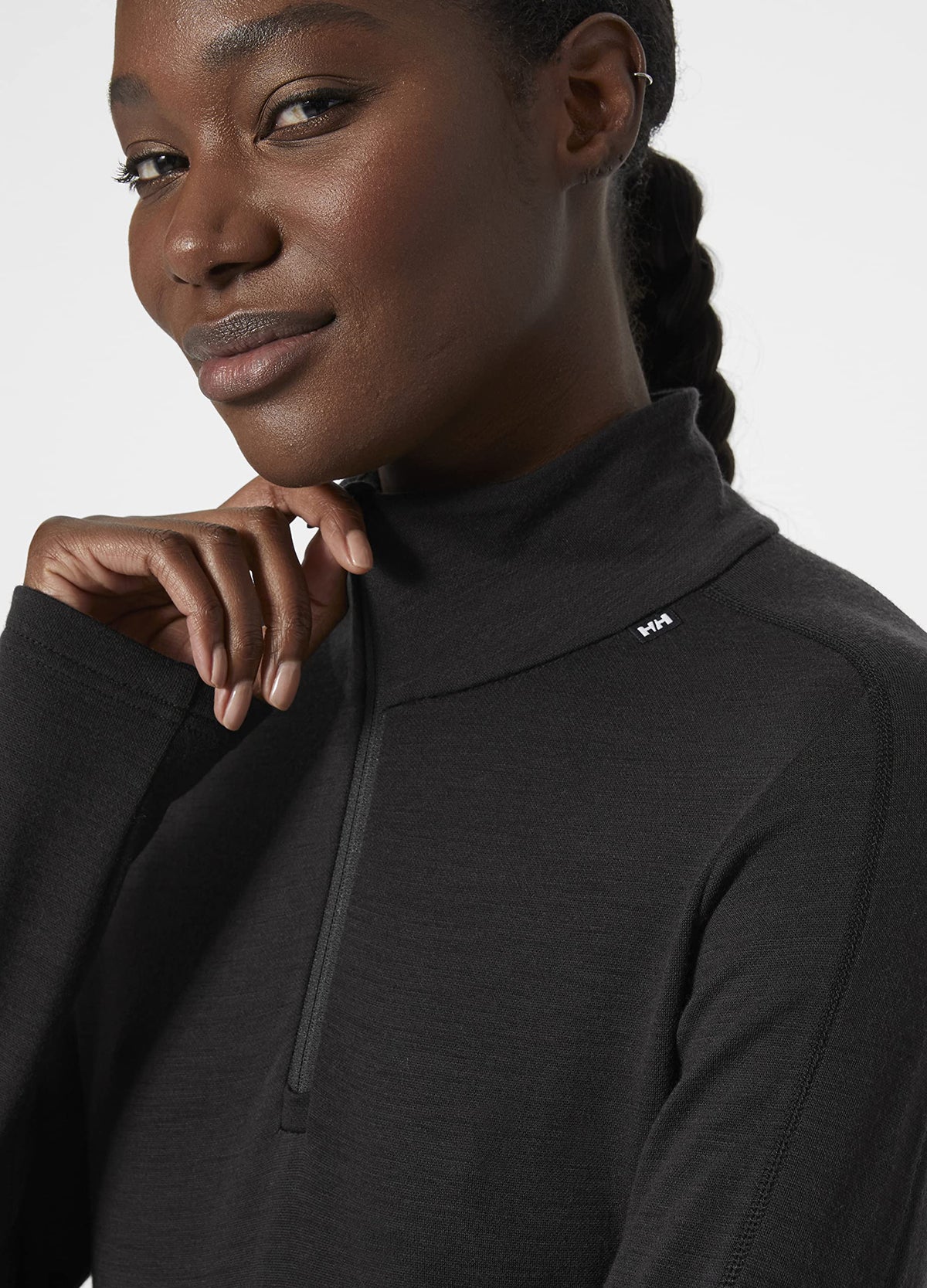 Helly-Hansen Womens LIFA Merino Lightweight 1/2 Zip Base Layer Shirt, 990 Black, Small