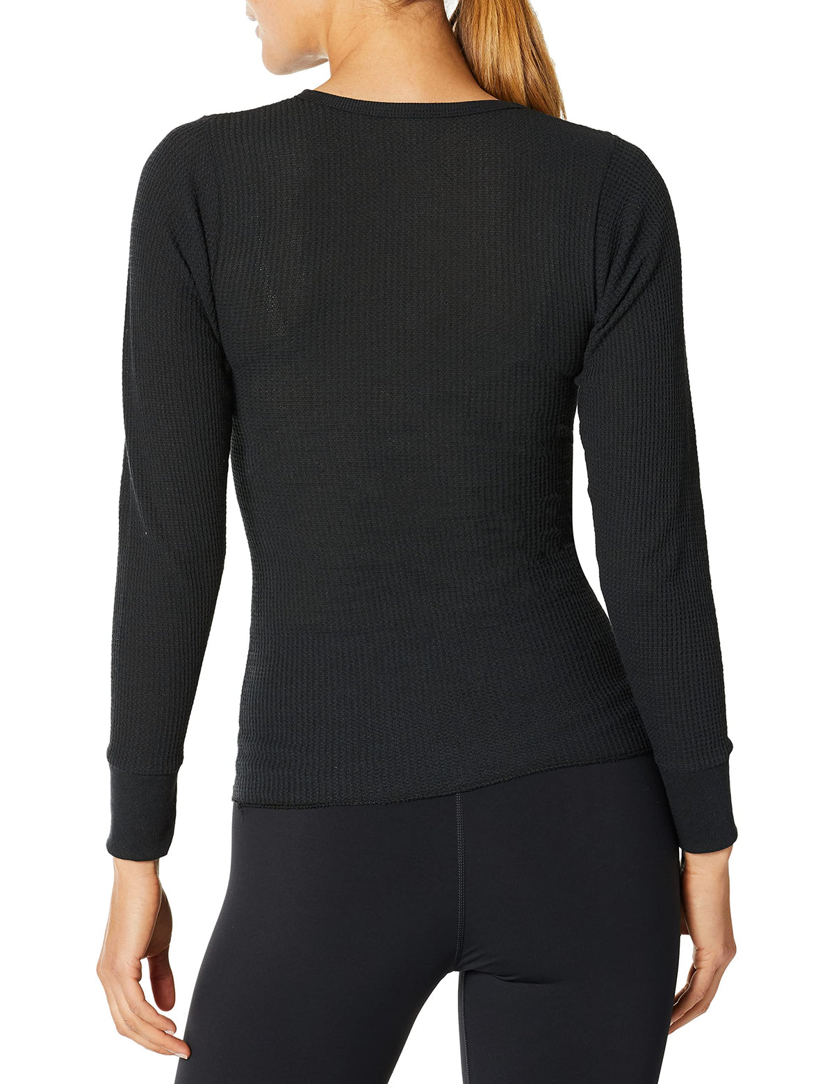 Indera Women's Traditional Thermals Underwear Long Sleeve Crew Top, Black, Small