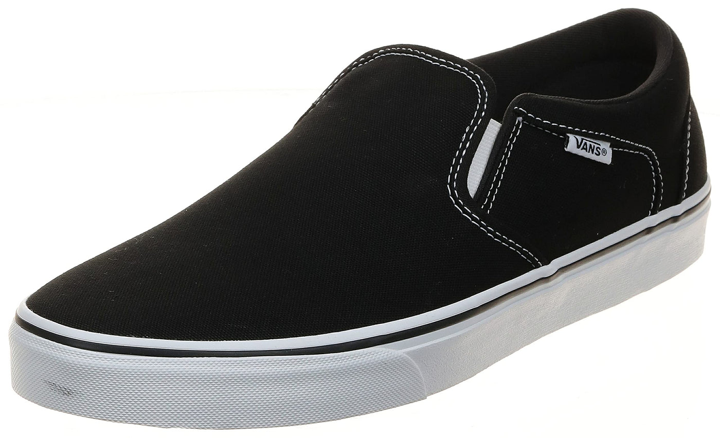 Vans Men's Asher Trainers, Canvas Black White, 7.5