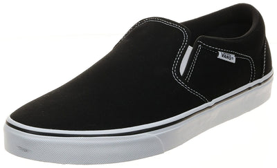 Vans Men's Asher Trainers, Canvas Black White, 7.5