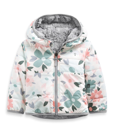 THE NORTH FACE Baby Reversible Mossbud Swirl Full Zip Hooded Jacket, Gardenia White Polka Dot Floral Print, 12-18 Months