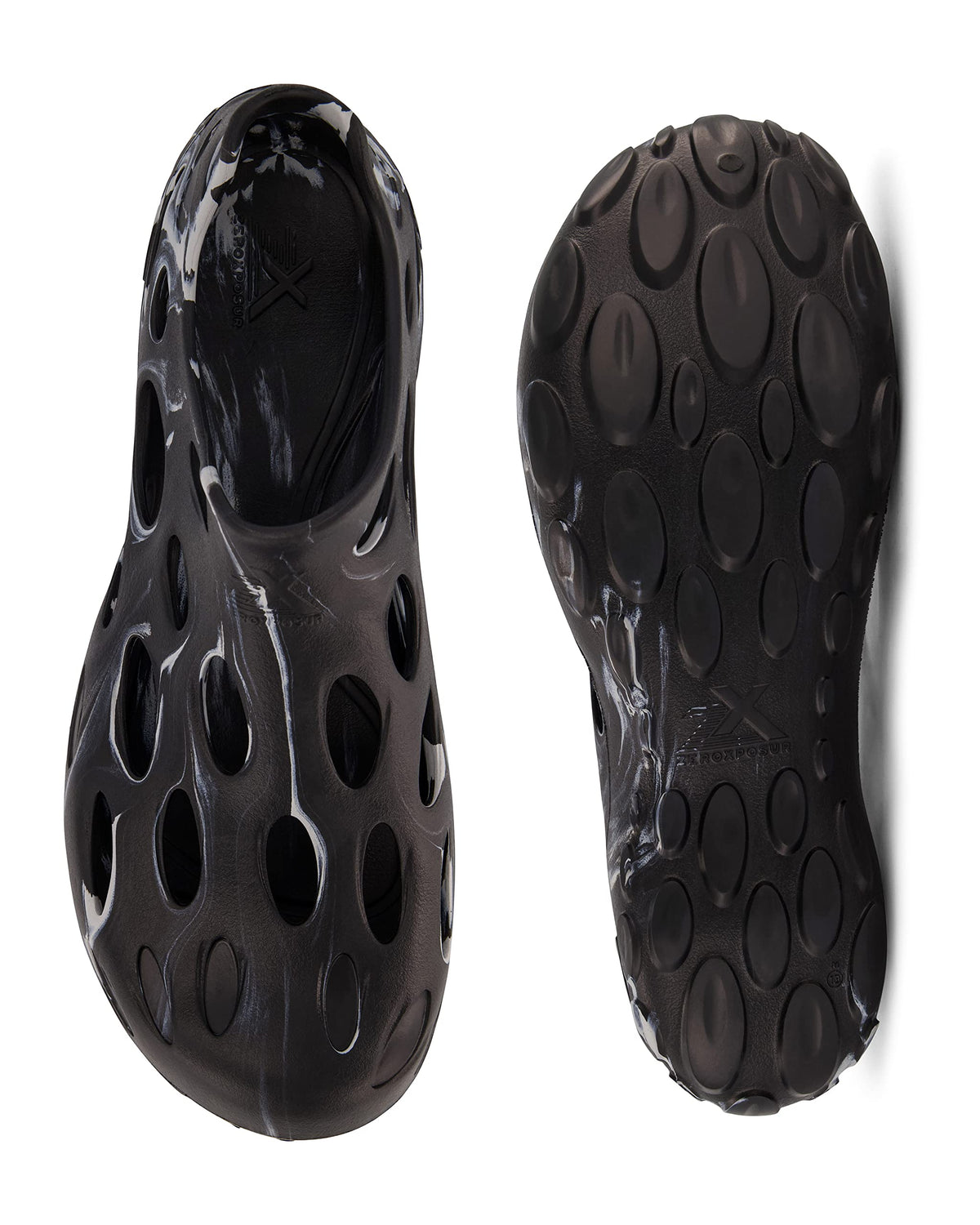 ZeroXposur Mens Aqua Moc for Swim, Beach, and River - Black Water Shoes for Men Using Algae-Based EVA (Black Swirl, Mens 11)