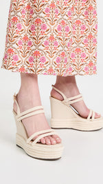 SCHUTZ Women's Leenah Wedge Sandals, Egg Shell, Tan, Off White, 7.5 Medium US