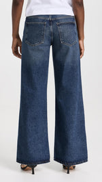 AGOLDE Women's Clara Jeans: Low Rise Baggy Flare, Noise, Blue, 23