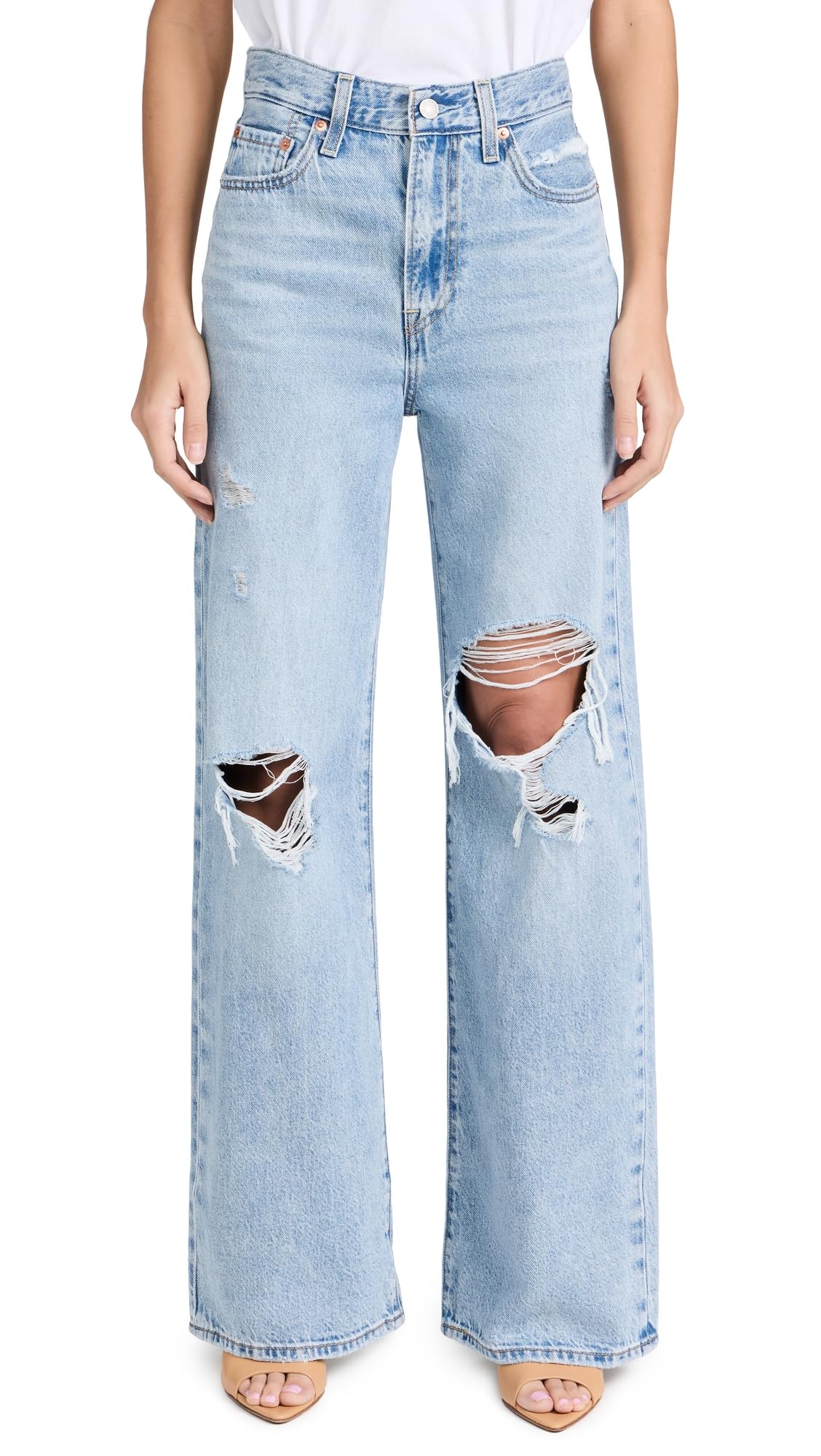 Levi's Women's Ribcage Wide Leg Jeans, Probably Okay, Blue, 25