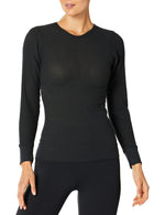 Indera Women's Traditional Thermals Underwear Long Sleeve Crew Top, Black, Small