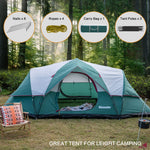 Mansader 6 Person Family Camping Tent,Waterproof Windproof with Top Rainfly,Easy Set Up,Pop Up Tent for Outdoor Camping Hiking Travel (Green)