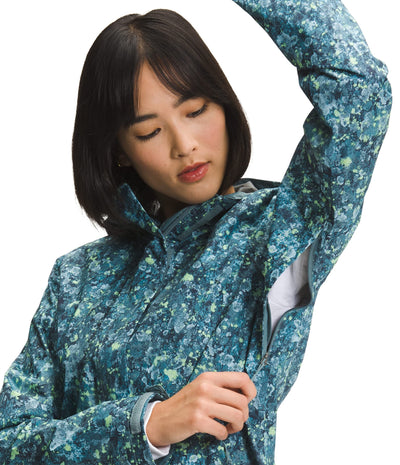THE NORTH FACE Women’s Venture 2 Waterproof Hooded Rain Jacket (Standard and Plus Size), Beta Blue Lichen Print, Large